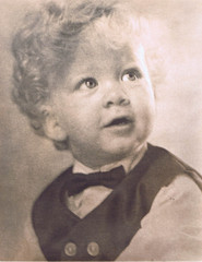 Hendrickson Original Photo Sepia PORTRAIT OF VERY CUTE BLONDE TODDLER 11×14″