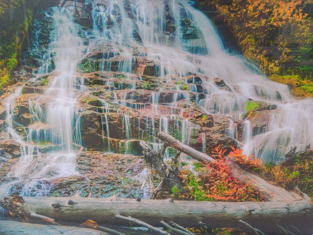 Framed Color Waterfall Nature Landscape Photograph Print, Landscape Orientation
