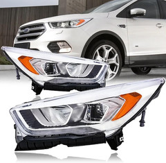 Headlight Assembly Fit for 2017 2018 2019 Ford Escape Halogen Projector Headlamp