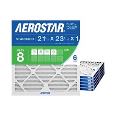 Aerostar 21 1/2×23 5/16×1 MERV 8 High Efficiency Pleated Air Filter, 6-Pack, …