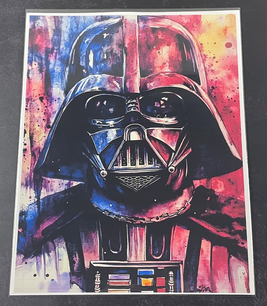 Watercolor Inspired Star Wars Collectible 8.5×11 Canvas Fan Art – Darth Vader