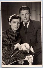 Zerbst 1955-Young Couple in Portrait-GDR 1950s-RPPC-Photo Postcard 9x14cm