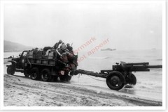 World War II 105 MM Howitzer On The Algerian Shore 8 x 12 Silver Halide Photo