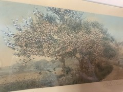 Wallace Nutting Signed Hand-Tinted Lithograph Landscape Framed 18×12 Antique