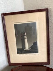 John W. Gregory Art SIGNED Black White Photograph Framed HIGHLAND LIGHT Cape Cod