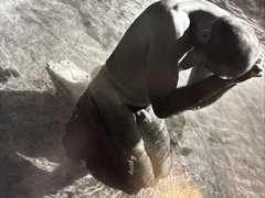 Frank Yamrus “Jeffrey Heart” Nude Kneeling On The Beach Signed 1993 Silver Print