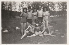 Vintage Photo Beautiful Women in Swimsuit Men Snapshot 1940s