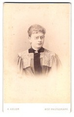 Photograph A. Adler, Dresden, Victoria Str. 22, Portrait Lady with Pinch