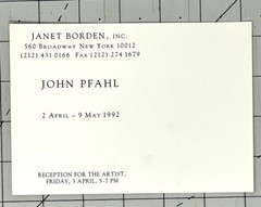 John Pfahl (1939-2020) Art Show Announcement Card 1992 Janet Borden Gallery