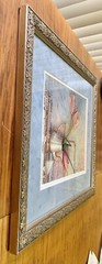 VTG Art Still Life Photo Print Tulips & Antique Brass Pitcher Framed/Matted VG