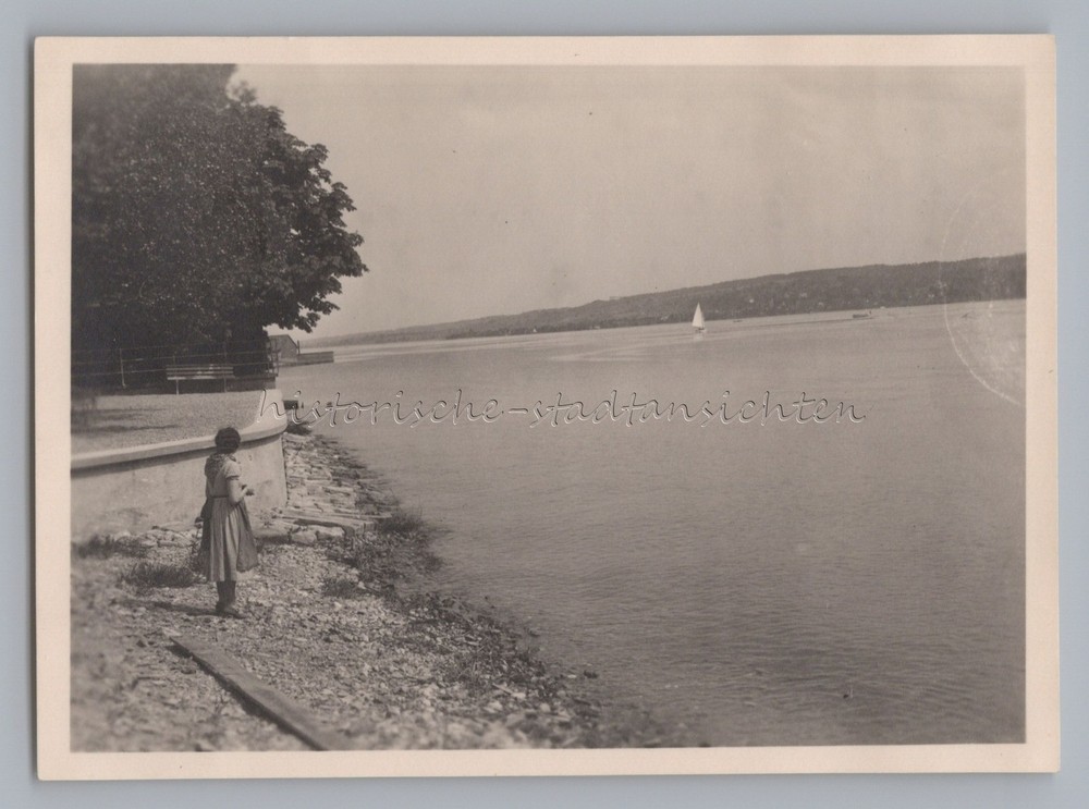 Reichenau Lake Constance – Woman on the Water Promenade – Old Photo