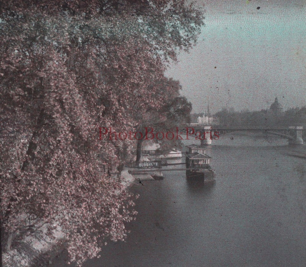 France Paris The Seine Photo Autochrome Plate Stereo Vintage C1910