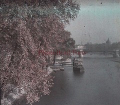 France Paris The Seine Photo Autochrome Plate Stereo Vintage C1910