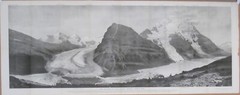 Original 1913 B&W Panorama Photo ROBSON PEAK Canadian Rockies Glaciers Berg Lake