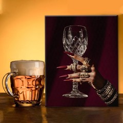 Modern Black Woman Wall Art Decor Trendy Black Woman Holding Wine Glass Print…
