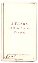 Photograph J. F. Long, Exeter, 45 High Street, Portrait Elegant Young Gentleman w