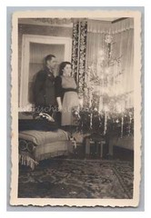 Woman and Soldier in Front of Christmas Tree 1941 – Portrait – Vintage Photo 1940s
