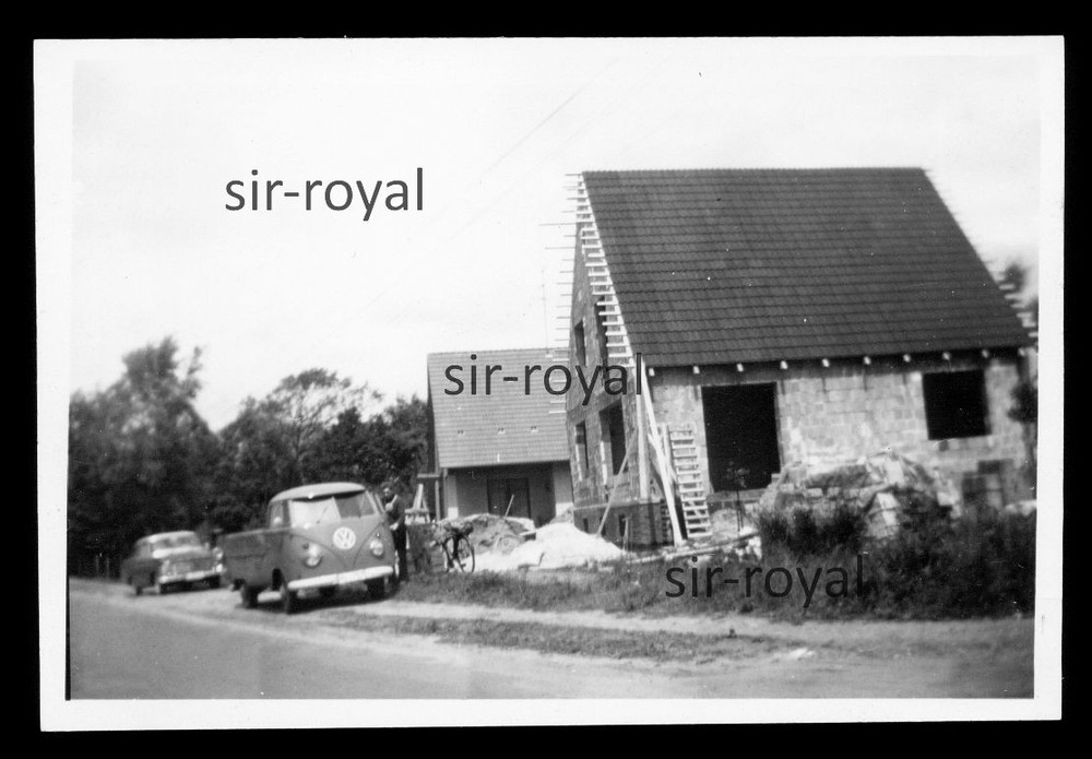 VW T1 Bulli Transporter Minibus Vehicle Car on Construction Site – 1960s – Photo 9x6cm