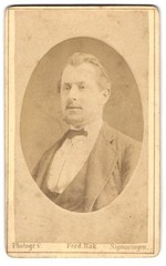 Photograph Ferd. Bak, Sigmaringen, portrait of a man with suit and bow tie