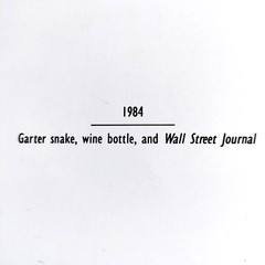 Book Plate Norfleet 1984 5-1/8 X 7-5/8 Garter snake, wine bottle and Wall Street