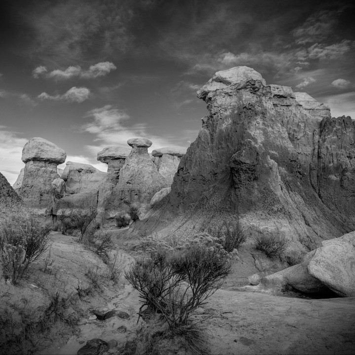 Fine Art Photography, 10×10 print, black & white, Hoodoos, Paint Mine Park, CO