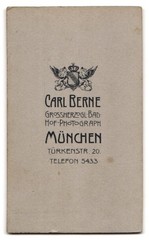 Photograph C. Berne, Munich, Türkenstr. 20, Portrait Soldier in Uniform with Obe