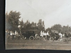 Vtg 1900s 10s HOT AIR BALLOON RIDE B&W Sepia Ballooning Pioneer Photograph Crowd