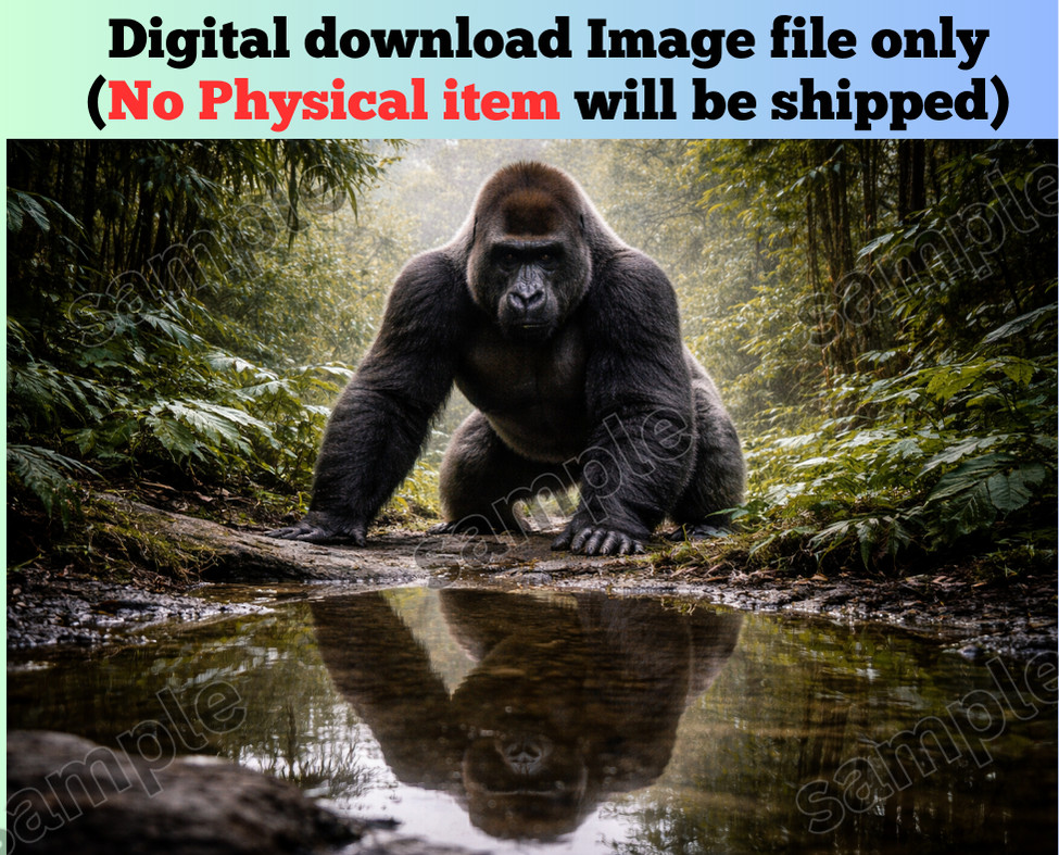 Gorilla in jungle Creative picture background for print photo New image AI art