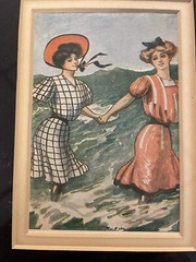bathing beauties lithography 12x10x1 gold frame