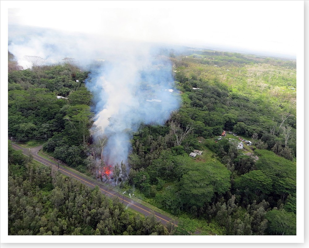 Kilauea Volcano Hawaii Aerial View Of Lava Fissure 5 2018 Silver Halide Photo