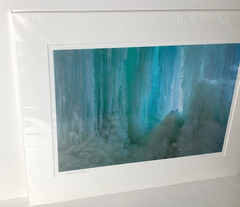 Fine Art Photograph Cascade in Aqua Frozen Waterfall Signed & Matted