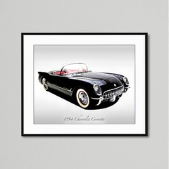 Classic Cars – 1954 Chevrolet Corvette – Black – Print