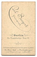 Photography Carl Seegert, Berlin, size Frankfurter-Str. 71, portrait of a gentleman