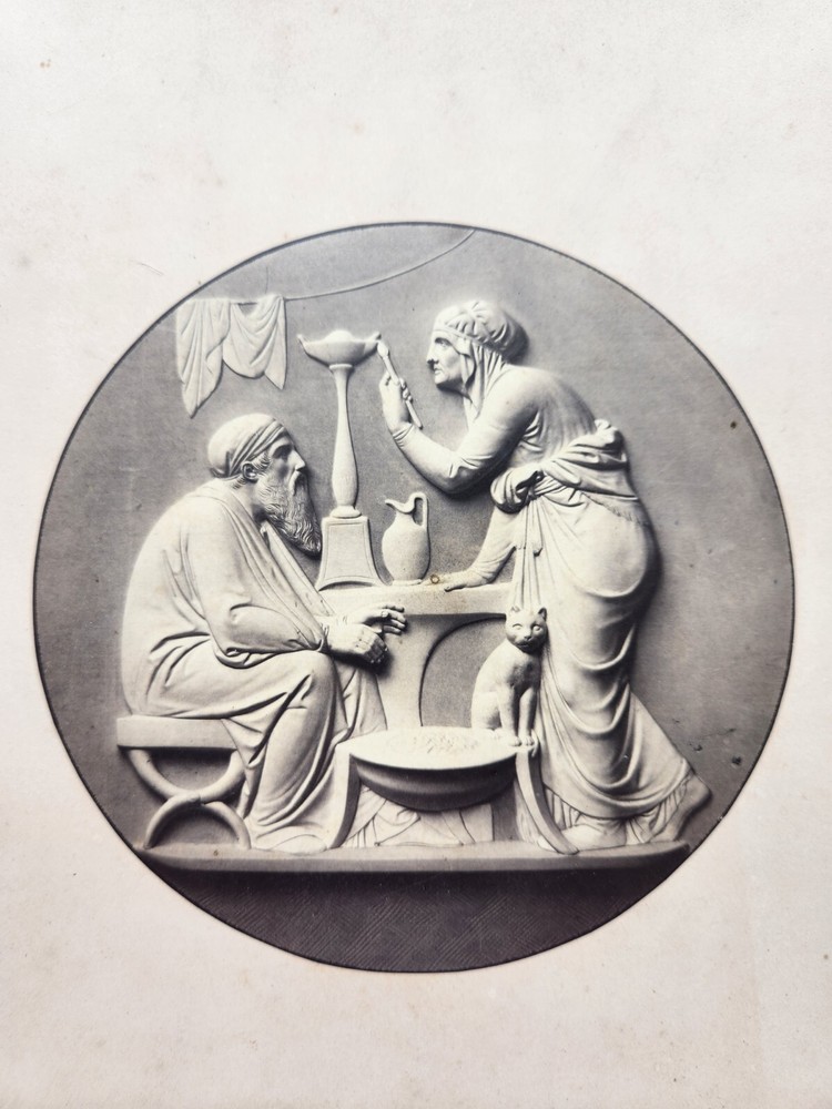 Bertel Thorvaldsen’s Winter Plaque Circular Albumen Print Mounted on Heavy Card