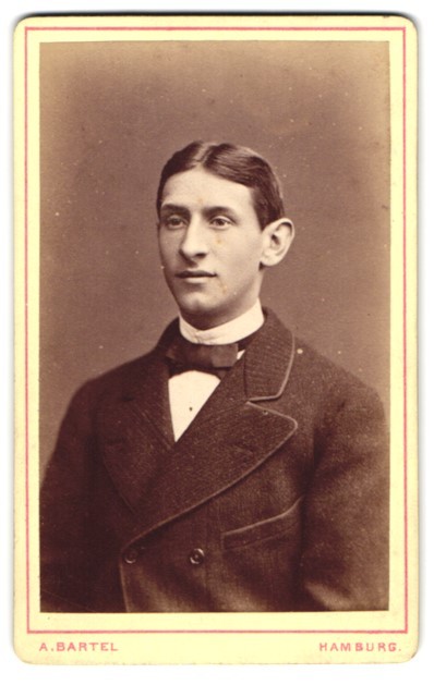 Photograph A. Bartel, Hamburg, Large Burstah 25, Young Man in Elegant Kle