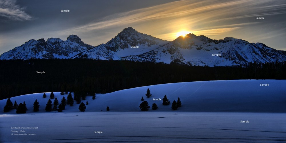 Sawtooth Mountain Sunset in March #2 Stanley Idaho Photo Poster Print SM08