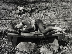Charles Fendrock Silver Gelatin Large Format Photograph Bench w/ Sleeping Woman