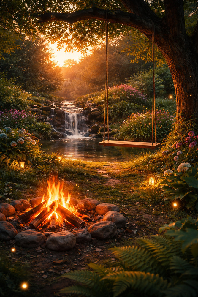 AI-Generated Enchanted Garden Retreat — Magical Portrait Landscape 67