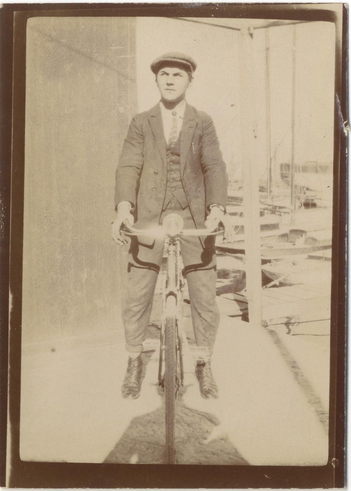 Snapshot Man Bicycle Photography Anonymous Vintage Analog PL34L2P20