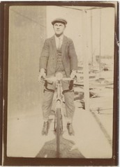 Snapshot Man Bicycle Photography Anonymous Vintage Analog PL34L2P20