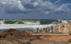 Mediterran Sea Acre storm wave rocks sky clouds Maritime art Picture Photo Print