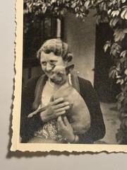 🐕 Woman with Small Dog in Arm Rottach-Egern 1950s Original Photo 6×9