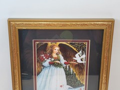 Vintage Messengers of Peace By Lynn Bywaters Interior Framed Picture Girl Angel