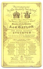 Photograph A. & G. Taylor, Stockton, 106 High Street, Portrait of a Young Man