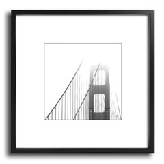 Golden Gate – 17×17 Framed Black and White Fine Art Print, Black Frame