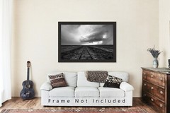 Railroad Photography Print | Train Tracks and Storm Picture | Kansas Wall Art