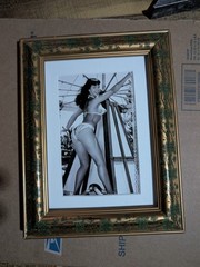 Bettie Page Framed Pinup Art Photo Black & White Vintage Style Gold Leaf Frame