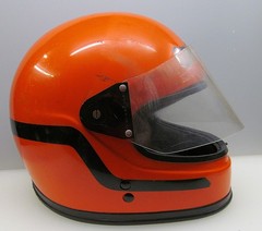Helmet Roman 1970s Orange Orig. Vintage Retro Motorcycle Helmet Motorbike