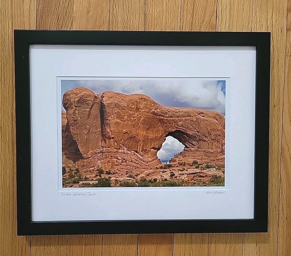 Arches National Park Framed Glass Matted Signed MARC STUART 12.5×15.5 Original