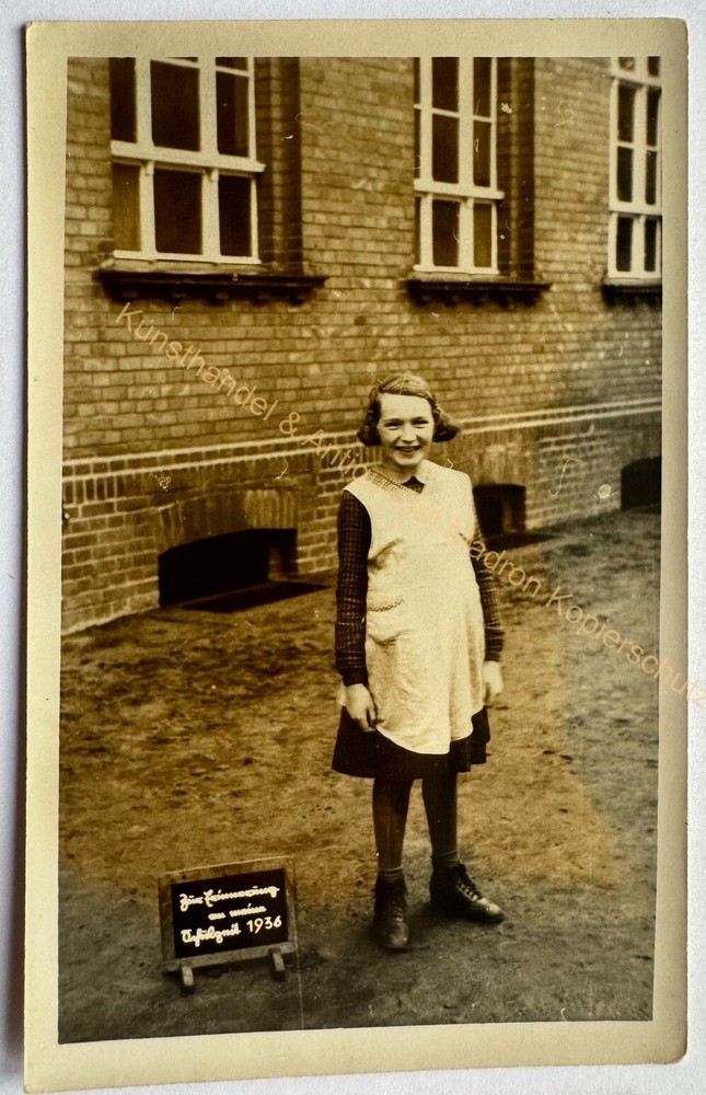 orig. Photo postcard photograph child children around 1936 girls enrolment school
